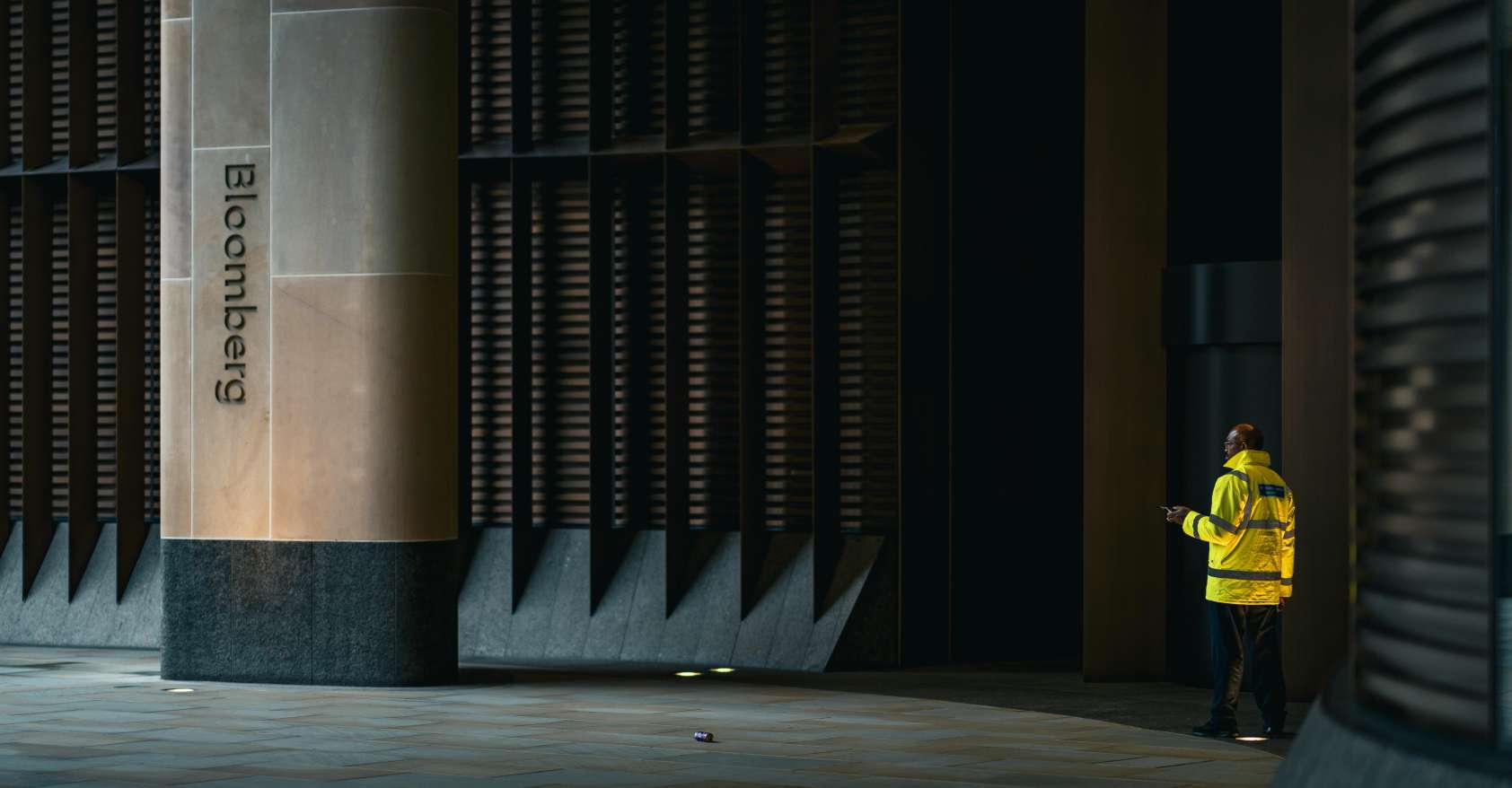 security guard at bloomberg building